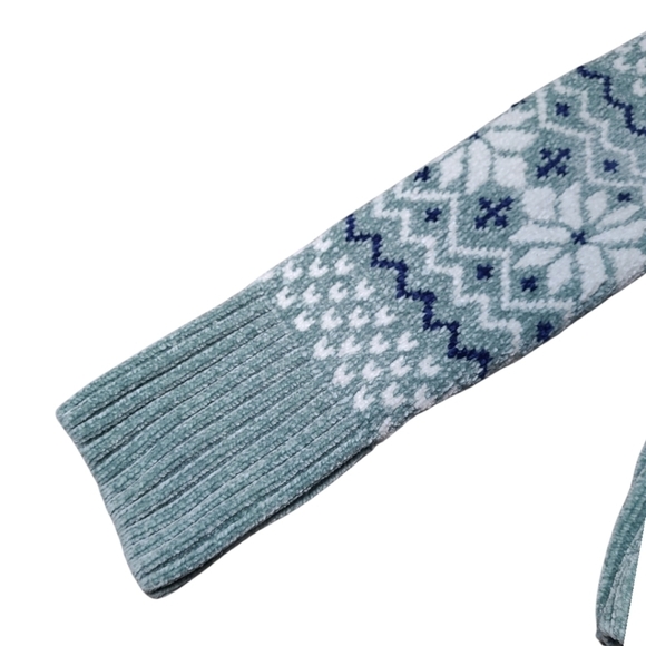 Christian Siriano Mock Neck Snowflake Sweater Green Blue Size Small - Picture 8 of 10